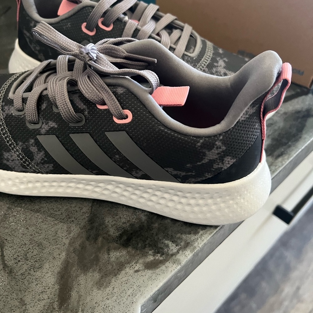Adidas pure motion, cloud foam, super in gray and pink camo